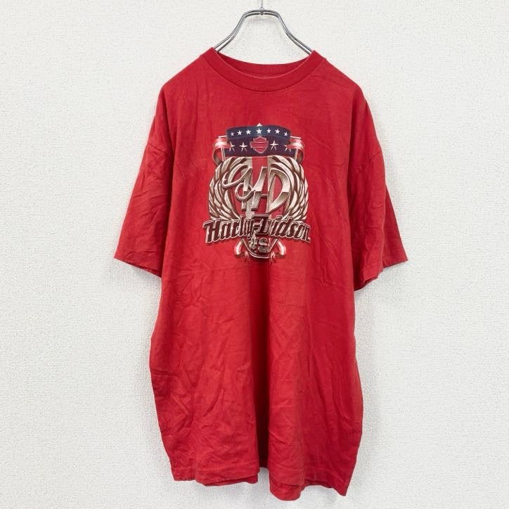 HARLEY DAVIDSON　ハーレーダビッドソン　半袖プリントTシャツ　赤　レッド　XLサイズ