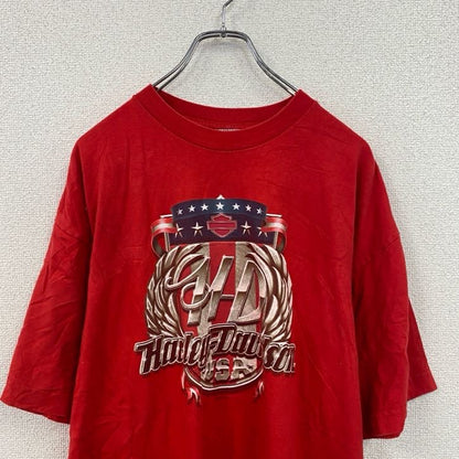 HARLEY DAVIDSON　ハーレーダビッドソン　半袖プリントTシャツ　赤　レッド　XLサイズ
