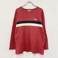80s　LACOSTE　ラコステ　長袖Tシャツ/ロンT　フェード　ボーダー柄　ワンポイント　赤　レッド　Lサイズ　古着