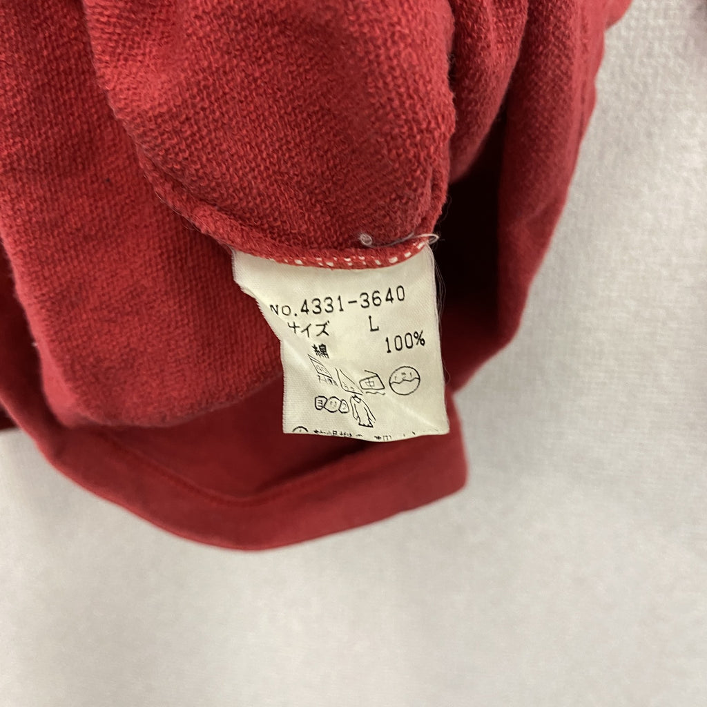 80s　LACOSTE　ラコステ　長袖Tシャツ/ロンT　フェード　ボーダー柄　ワンポイント　赤　レッド　Lサイズ　古着