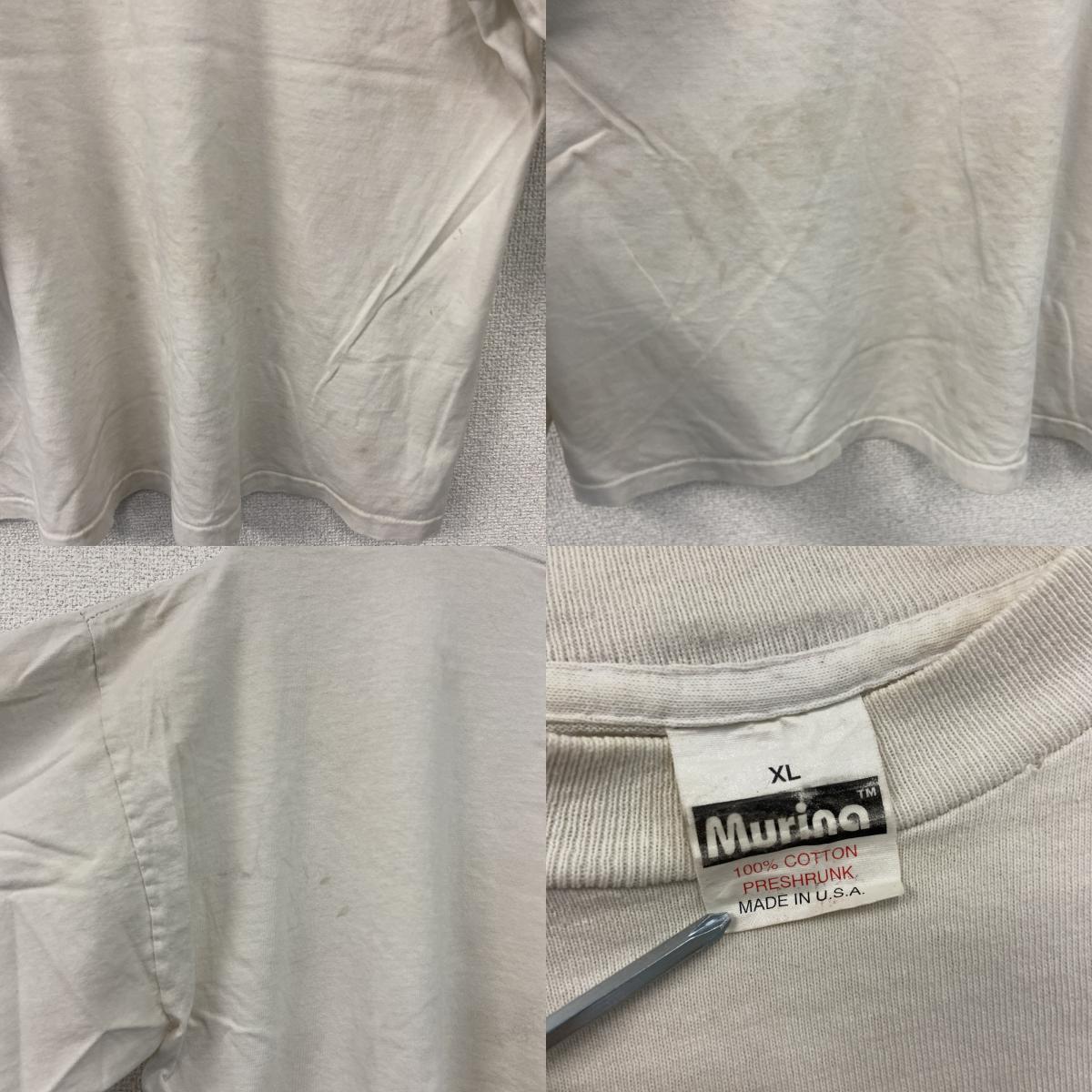 Murina　ムリナ　長袖Tシャツ/ロンT　シングルステッチ　白　ホワイト　XLサイズ カットソー メンズ コットン 古着