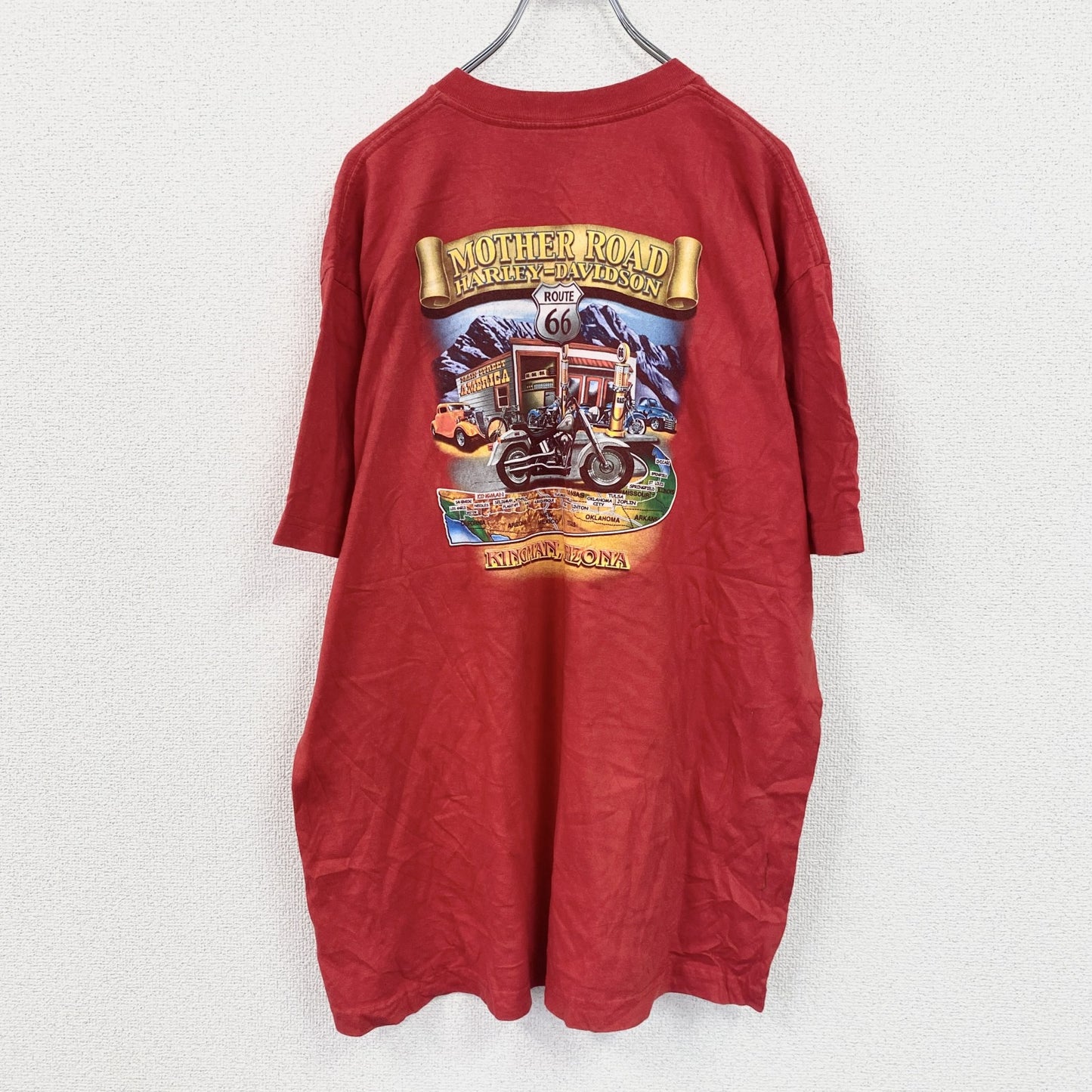 HARLEY DAVIDSON　ハーレーダビッドソン　半袖プリントTシャツ　赤　レッド　XLサイズ