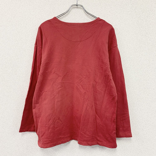 80s　LACOSTE　ラコステ　長袖Tシャツ/ロンT　フェード　ボーダー柄　ワンポイント　赤　レッド　Lサイズ　古着