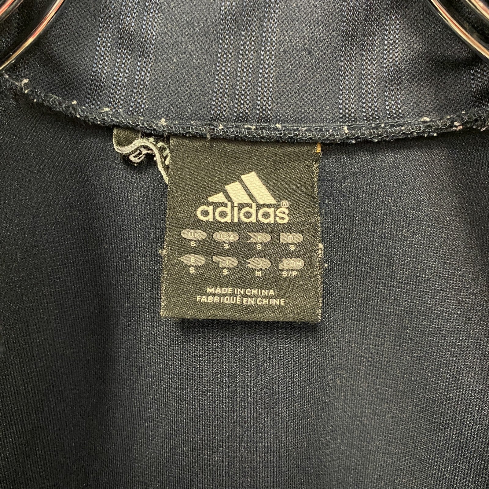 00s　adidas　アディダス　CLIMALITE　トラックジャケット/ジャージ　パフォーマンスロゴ　ラグランスリーブ　ネイビー　紺　Mサイズ　古着