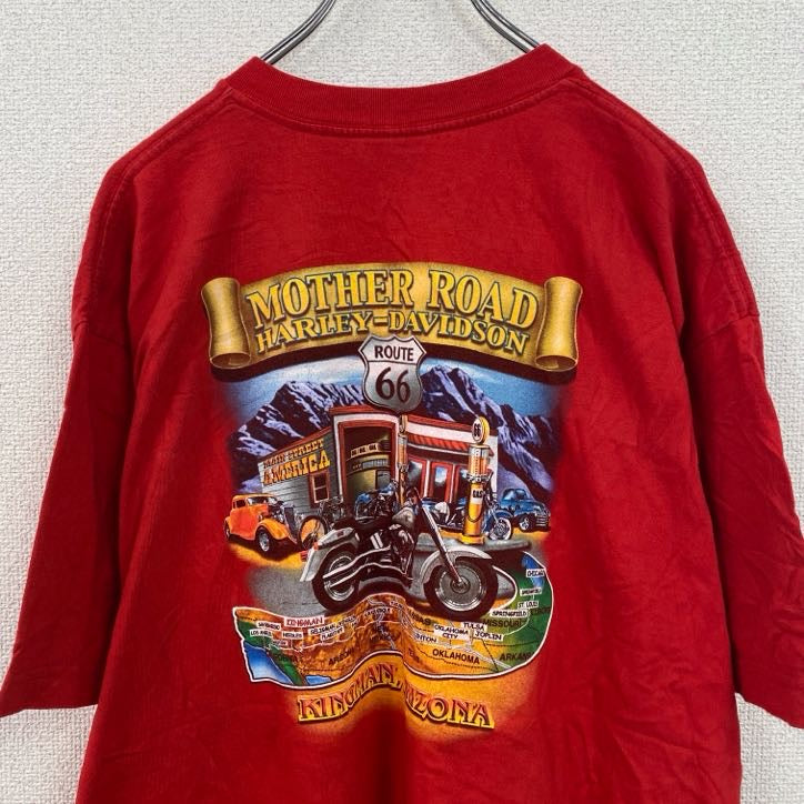 HARLEY DAVIDSON　ハーレーダビッドソン　半袖プリントTシャツ　赤　レッド　XLサイズ