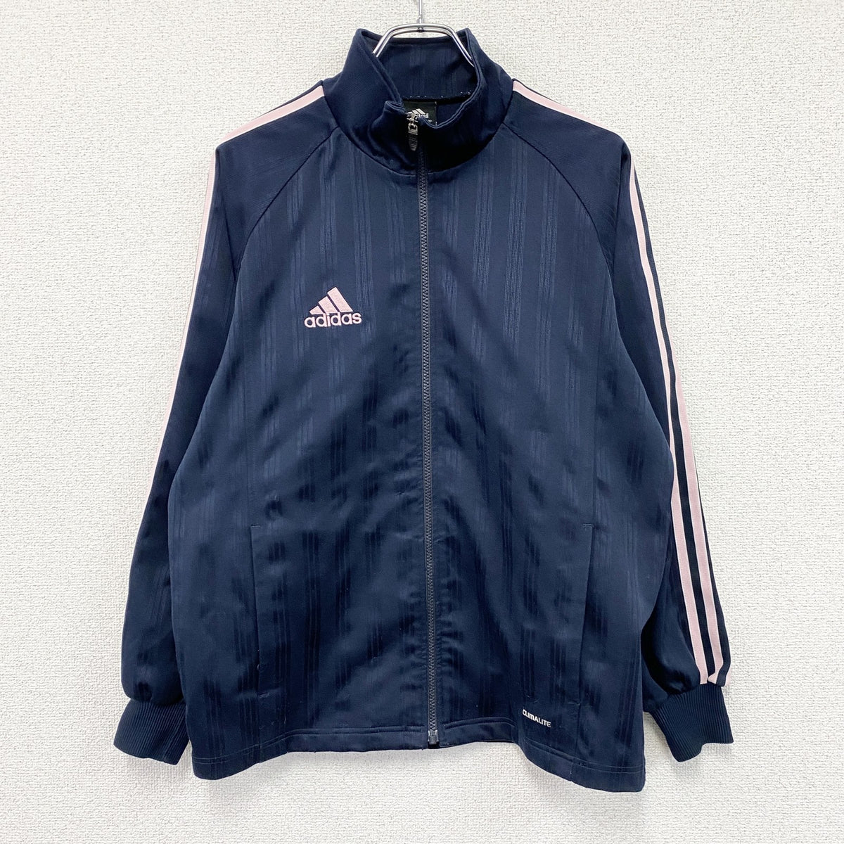 00s　adidas　アディダス　CLIMALITE　トラックジャケット/ジャージ　パフォーマンスロゴ　ラグランスリーブ　ネイビー　紺　Mサイズ　古着