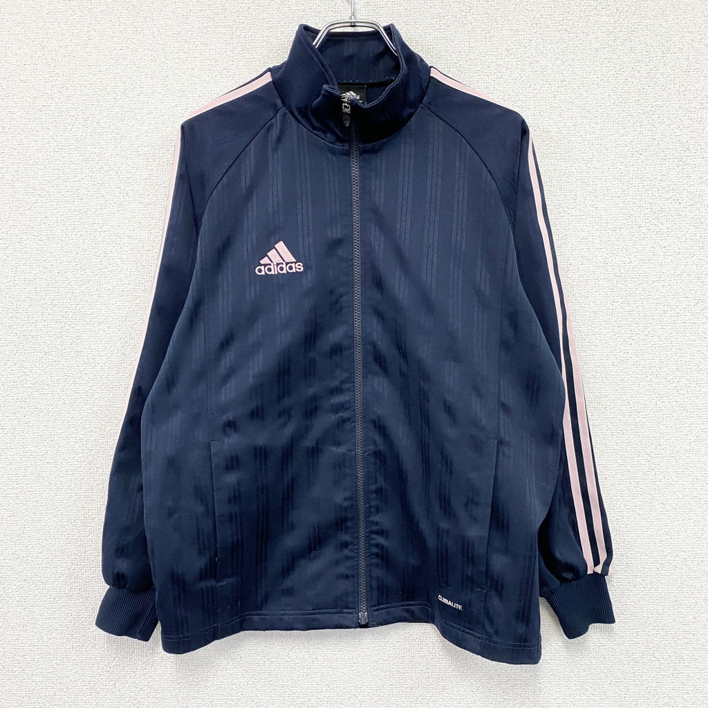 00s　adidas　アディダス　CLIMALITE　トラックジャケット/ジャージ　パフォーマンスロゴ　ラグランスリーブ　ネイビー　紺　Mサイズ　古着