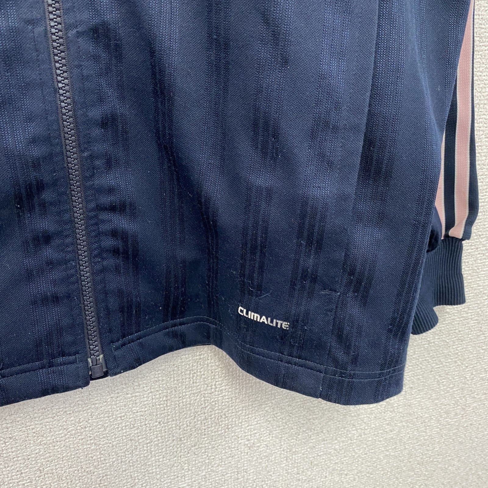 00s　adidas　アディダス　CLIMALITE　トラックジャケット/ジャージ　パフォーマンスロゴ　ラグランスリーブ　ネイビー　紺　Mサイズ　古着