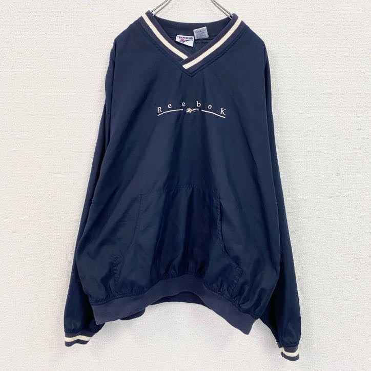 90s　Reebok　リーボック　プルオーバージャケット　ヴィンテージ　紺　ネイビー　Lサイズ　古着