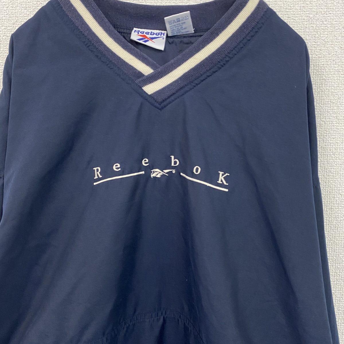 90s　Reebok　リーボック　プルオーバージャケット　ヴィンテージ　紺　ネイビー　Lサイズ　古着