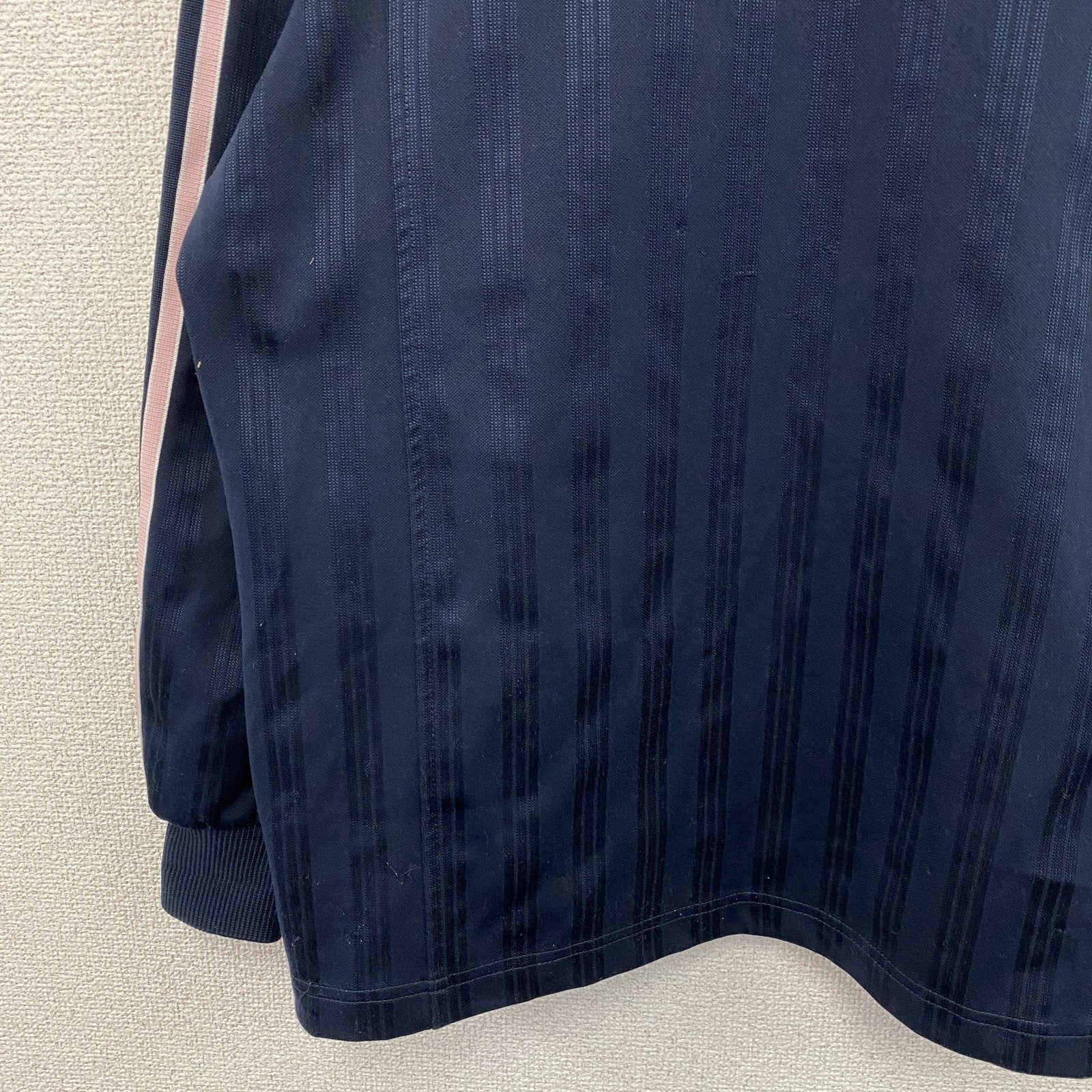 00s　adidas　アディダス　CLIMALITE　トラックジャケット/ジャージ　パフォーマンスロゴ　ラグランスリーブ　ネイビー　紺　Mサイズ　古着