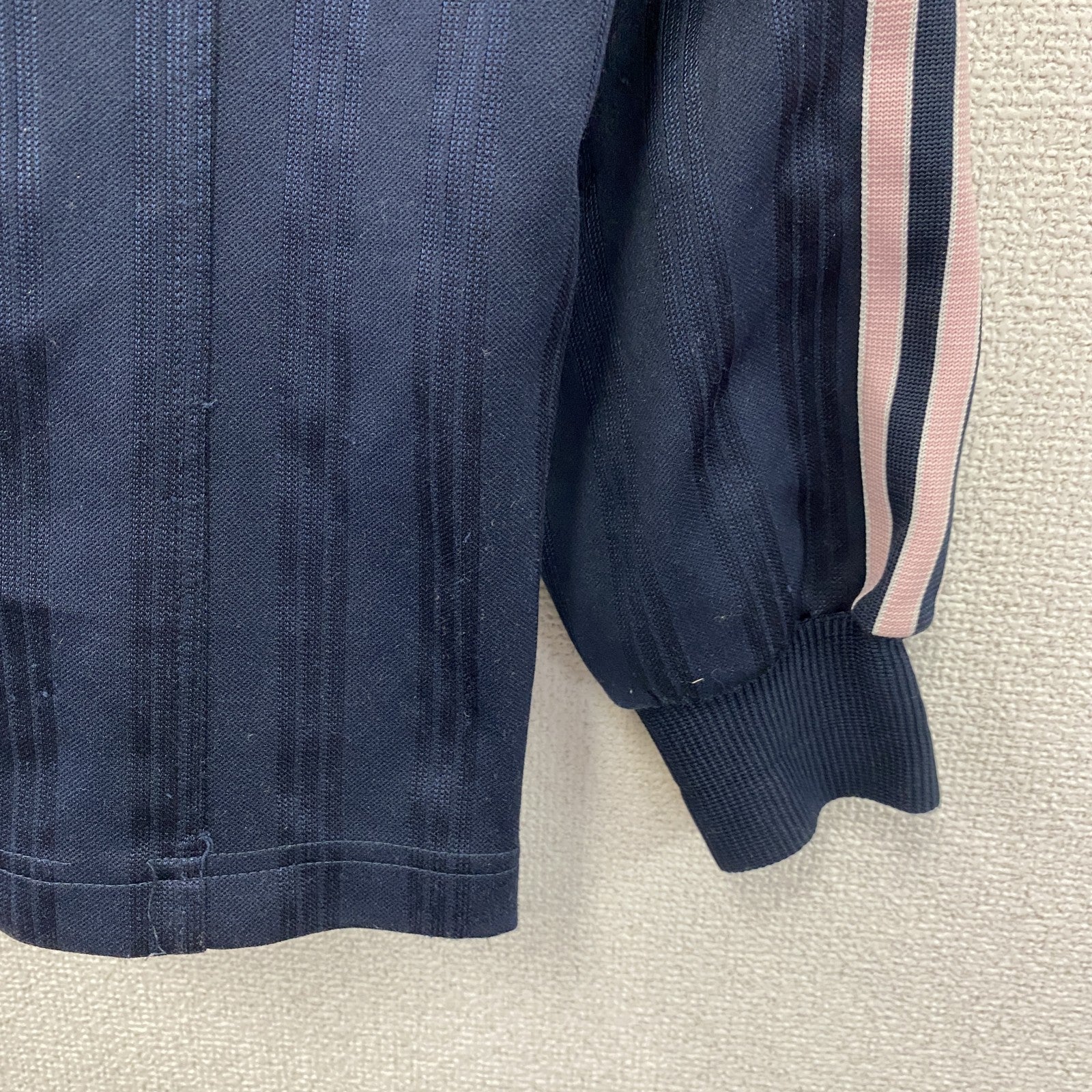 00s　adidas　アディダス　CLIMALITE　トラックジャケット/ジャージ　パフォーマンスロゴ　ラグランスリーブ　ネイビー　紺　Mサイズ　古着