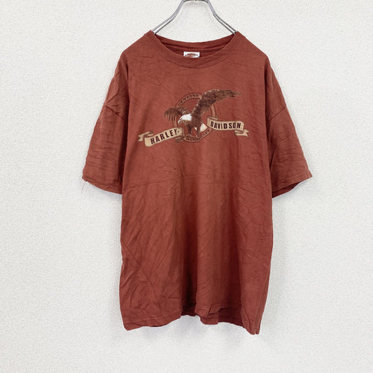 00s　HARLEY DAVIDSON　ハーレーダビッドソン　半袖プリントTシャツ　ヴィンテージ　エンジ　XLサイズ