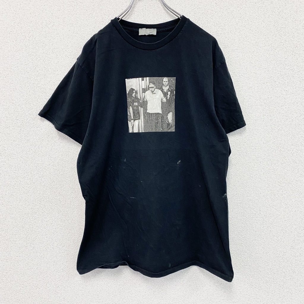 半袖フォトプリントTシャツ　両面プリント　黒　ブラック　XLサイズ　古着