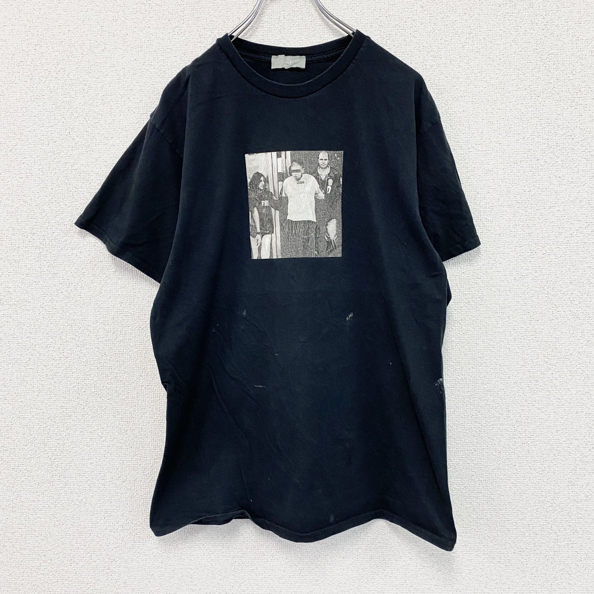 半袖フォトプリントTシャツ　両面プリント　黒　ブラック　XLサイズ　古着