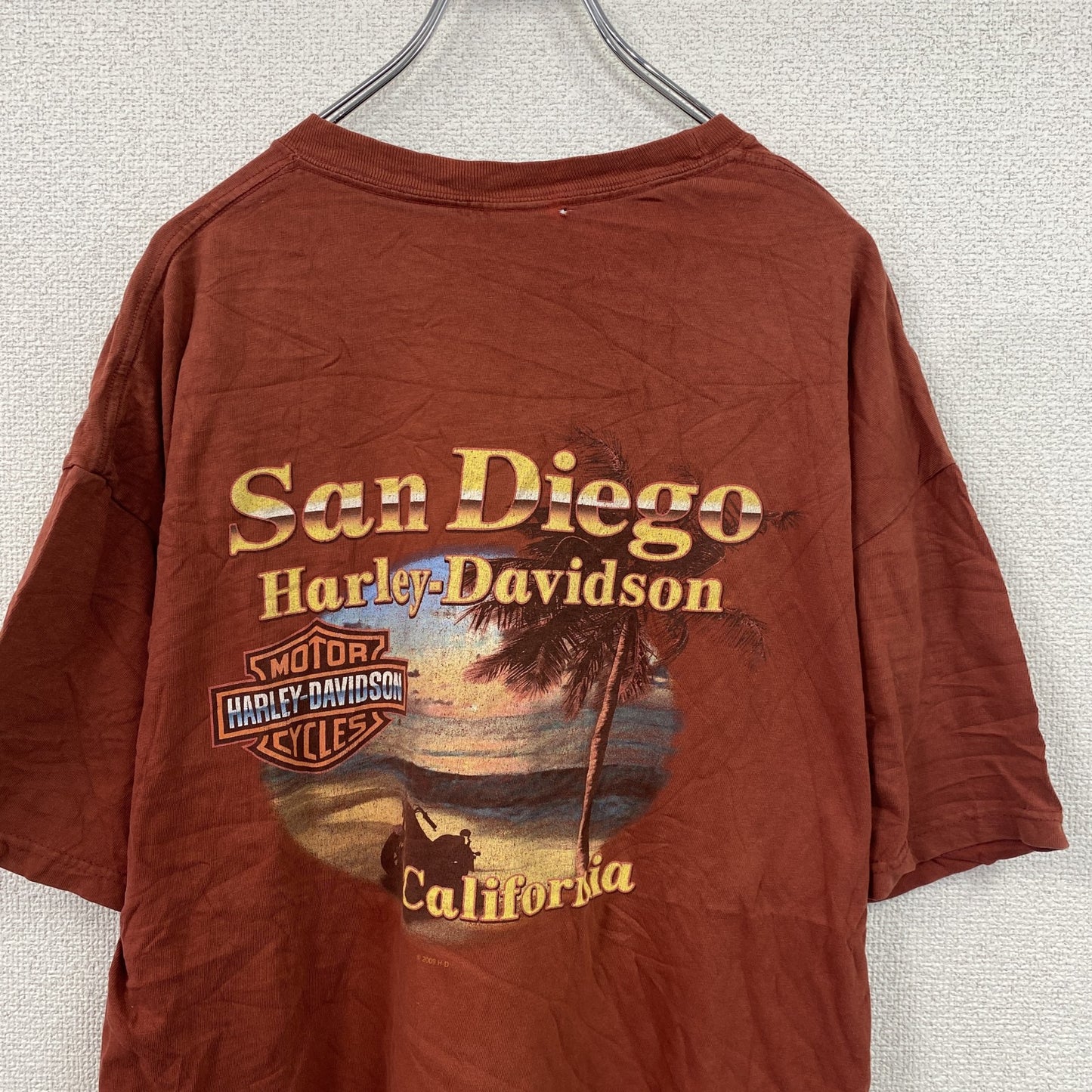 00s　HARLEY DAVIDSON　ハーレーダビッドソン　半袖プリントTシャツ　ヴィンテージ　エンジ　XLサイズ