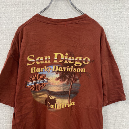 00s　HARLEY DAVIDSON　ハーレーダビッドソン　半袖プリントTシャツ　ヴィンテージ　エンジ　XLサイズ