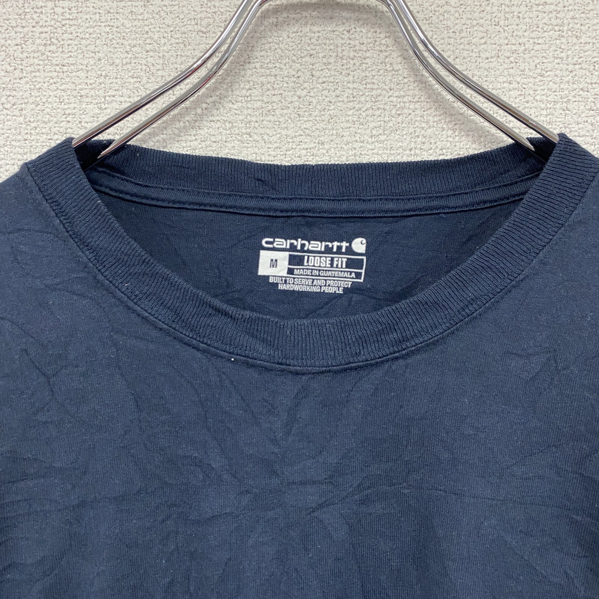 carhatt　カーハート　長袖プリントTシャツ/ロンT　紺　ネイビー　Mサイズ カットソー メンズ コットン 古着