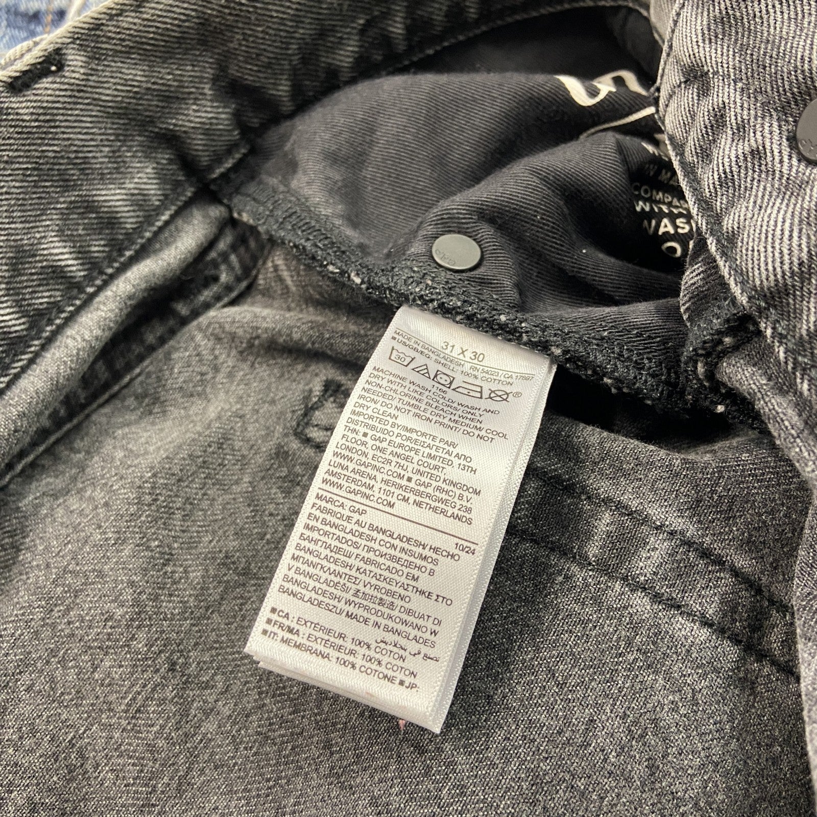 GAP　ギャップ　ブラックデニムパンツ/ジーンズ　ジップフライ　黒　ブラック　W31サイズ　古着