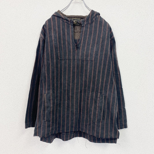 90s　DUB　メキシカンパーカー　ヴィンテージ　ストライプ柄　マルチカラー　紺　ネイビー　Mサイズ