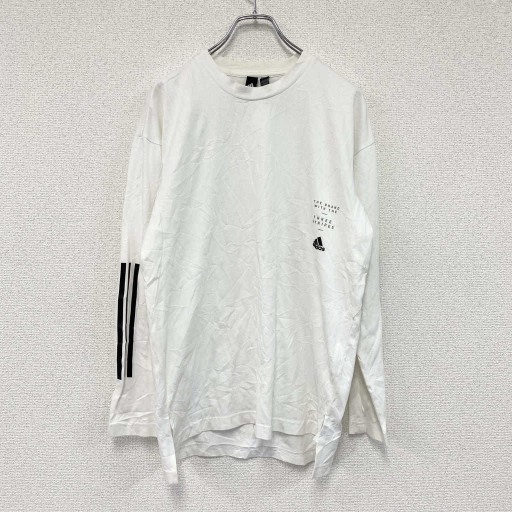 adidas　アディダス　長袖プリントTシャツ/ロンT　白　ホワイト　Mサイズ　古着