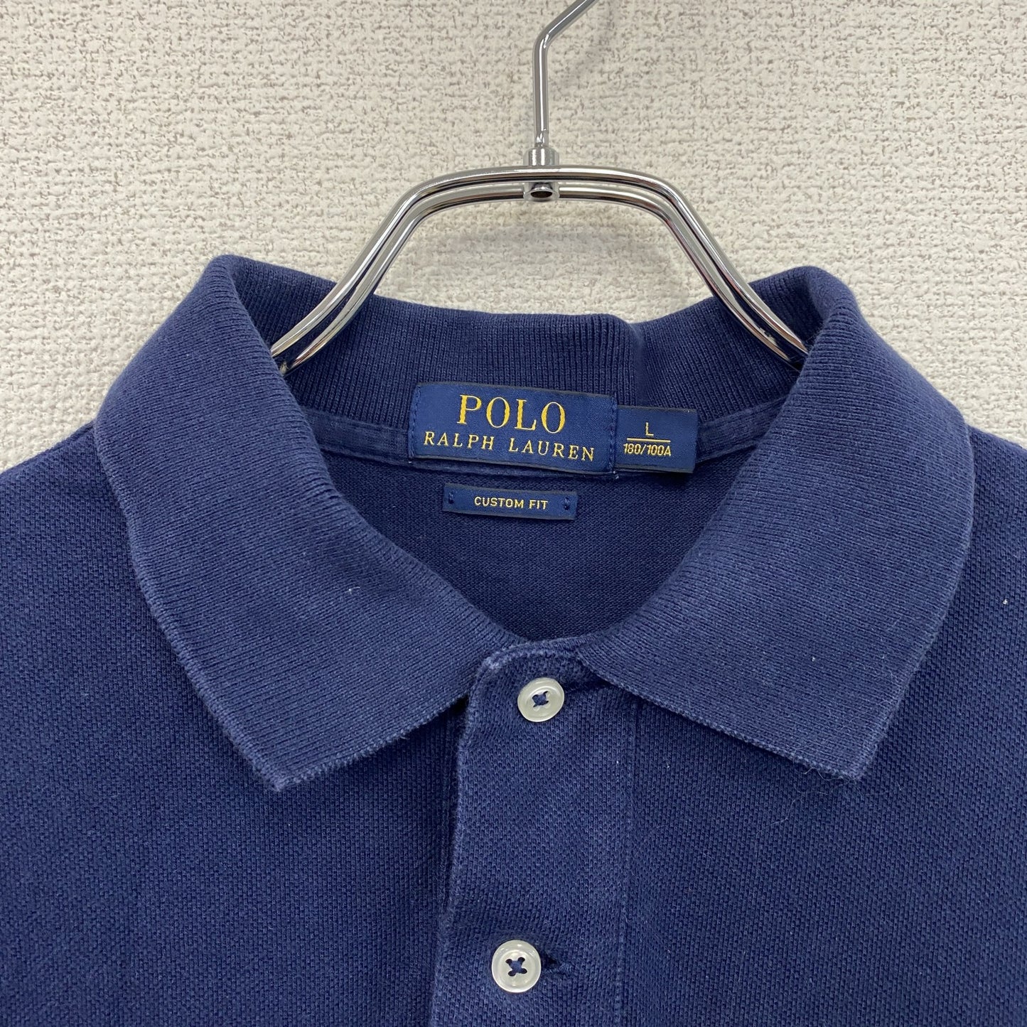 POLO RALPH LAUREN　ポロラルフローレン　半袖ポロシャツ　刺繡ロゴ　紺　ネイビー　Lサイズ