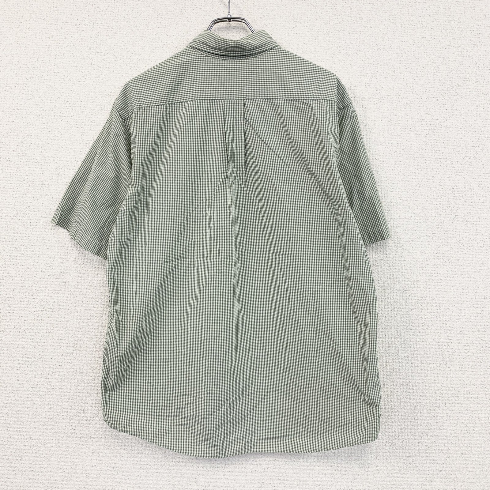 L.L.Bean　エルエルビーン　半袖ボタンダウンシャツ　ギンガムチェック柄　緑　グリーン　Mサイズ　古着
