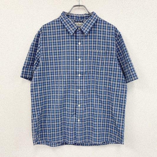 L.L.Bean　エルエルビーン　半袖シャツ　チェック柄　青　ブルー　XLサイズ