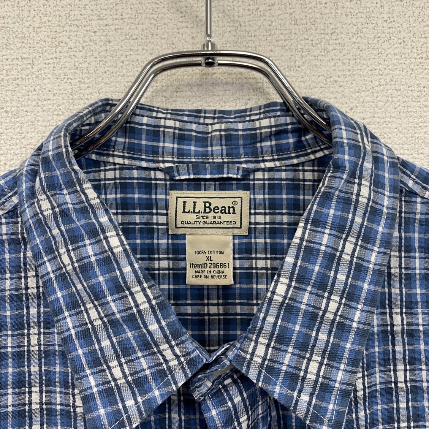 L.L.Bean　エルエルビーン　半袖シャツ　チェック柄　青　ブルー　XLサイズ