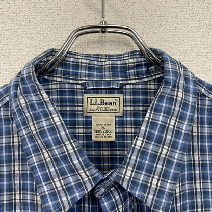 L.L.Bean　エルエルビーン　半袖シャツ　チェック柄　青　ブルー　XLサイズ