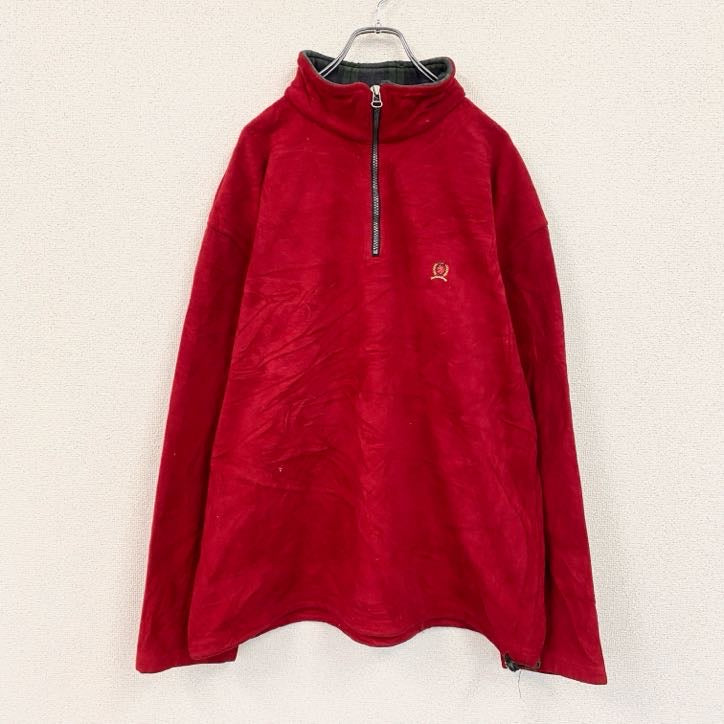 TOMMY HILFIGER　トミーヒルフィガー　ハーフジップフリースジャケット　赤　レッド　2XLサイズ　古着