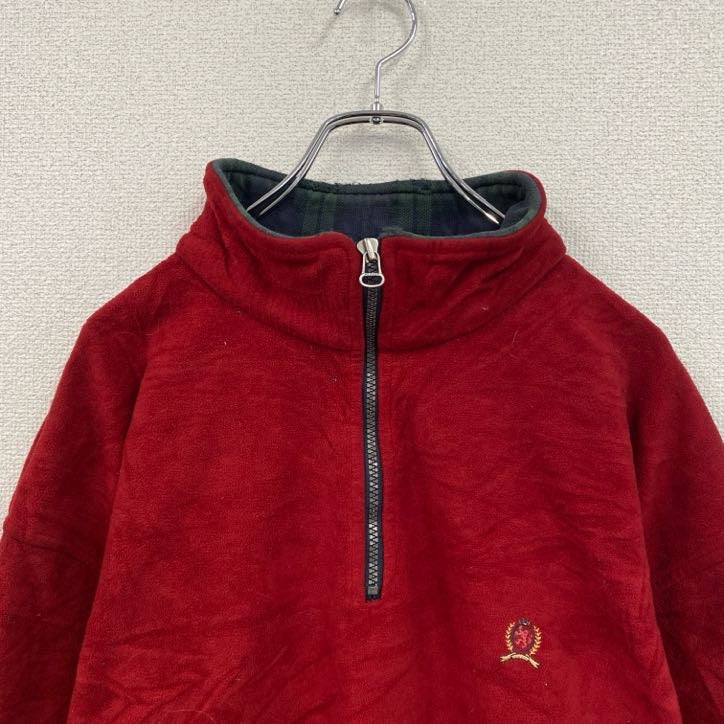 TOMMY HILFIGER　トミーヒルフィガー　ハーフジップフリースジャケット　赤　レッド　2XLサイズ　古着