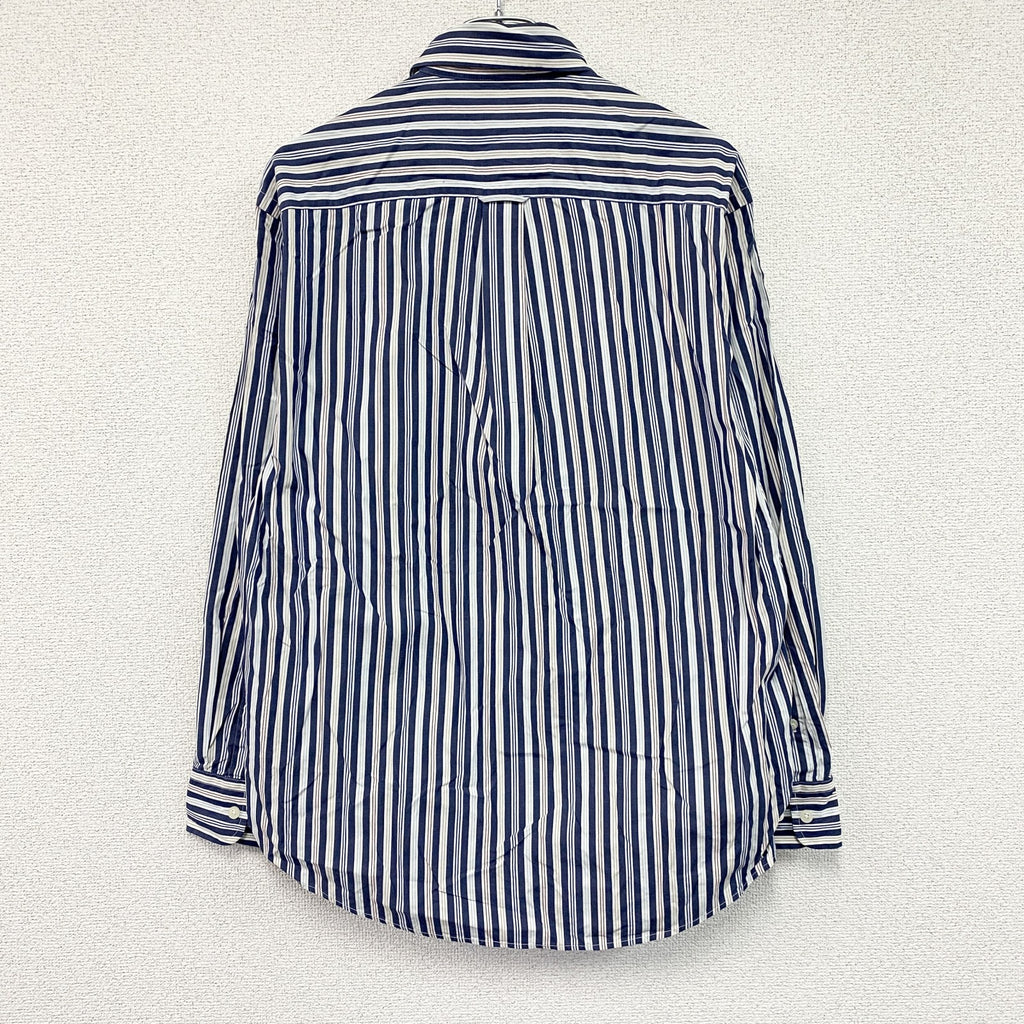 NAUTICA　ノーティカ　SANDED POPLIN　長袖ボタンダウンシャツ　ストライプ　マルチカラー　紺　ネイビー　Mサイズ
