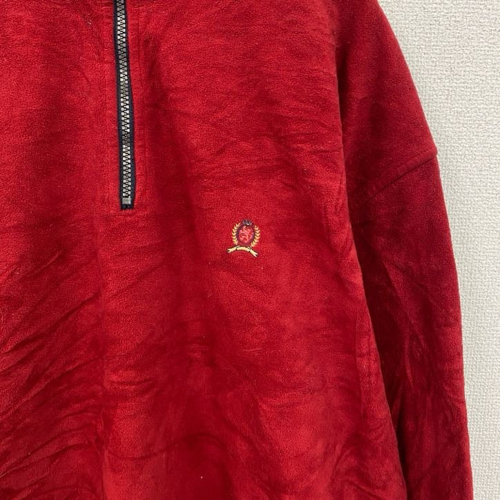 TOMMY HILFIGER　トミーヒルフィガー　ハーフジップフリースジャケット　赤　レッド　2XLサイズ　古着