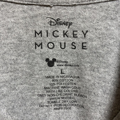 古着 used　Disney ディズニー　Mickey ミッキー　半袖プリントＴシャツ　グレー　クルーネック　キャラクター
