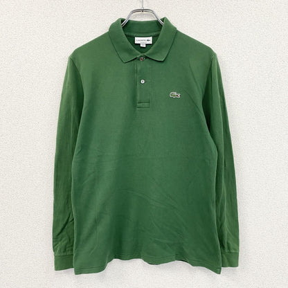 LACOSTE　ラコステ　長袖ポロシャツ　刺ロゴ　無地　緑　グリーン　Mサイズ