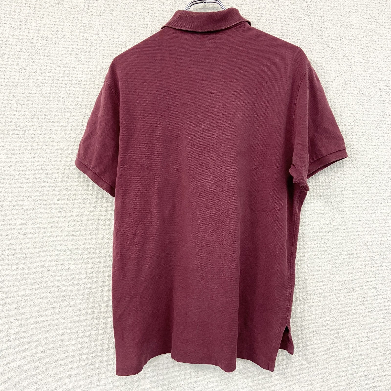 Polo by Ralph Lauren　ラルフローレン　CUSTOM FIT　半袖ポロシャツ　刺ロゴ　ワンポイント　ボルドー　Lサイズ　古着