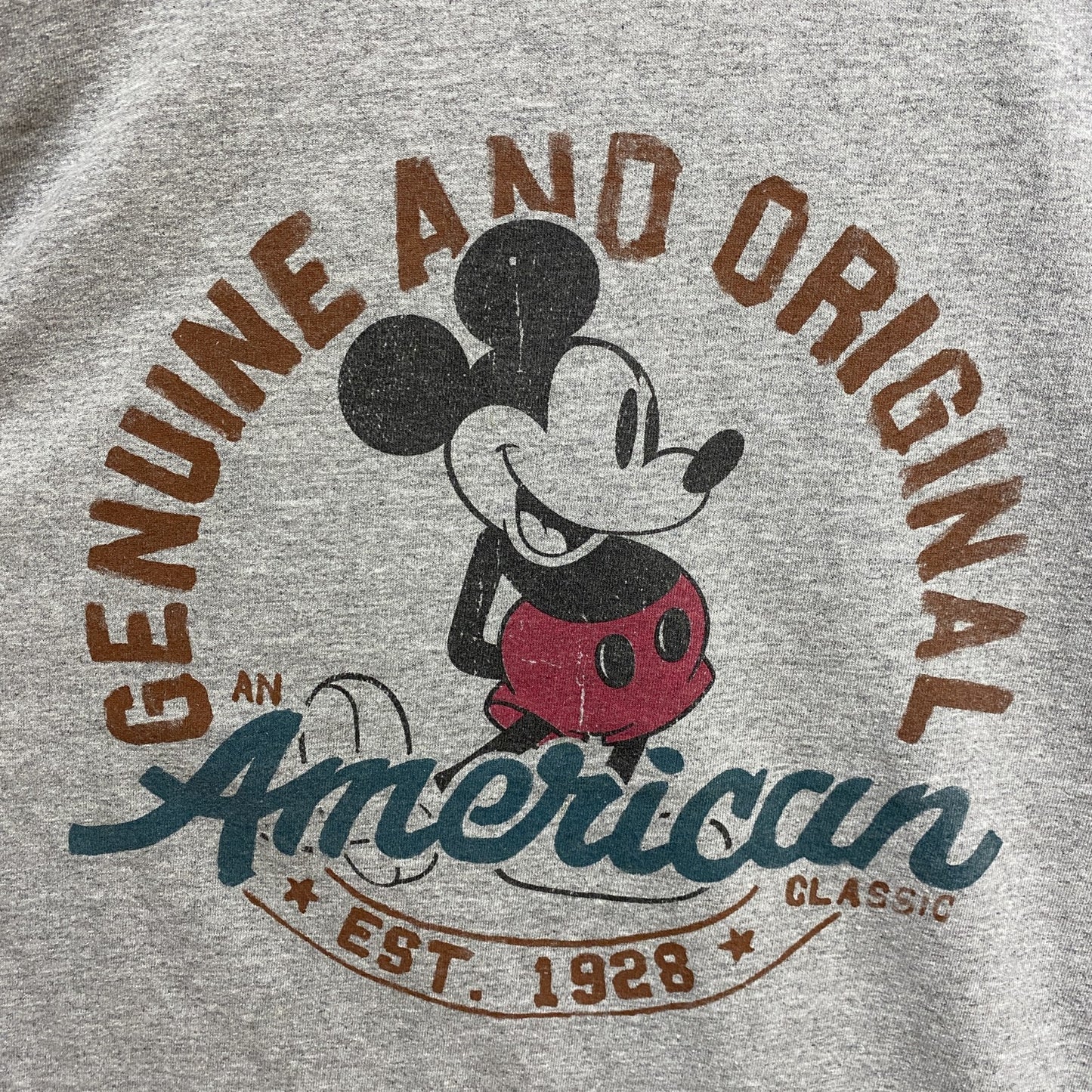 古着 used　Disney ディズニー　Mickey ミッキー　半袖プリントＴシャツ　グレー　クルーネック　キャラクター