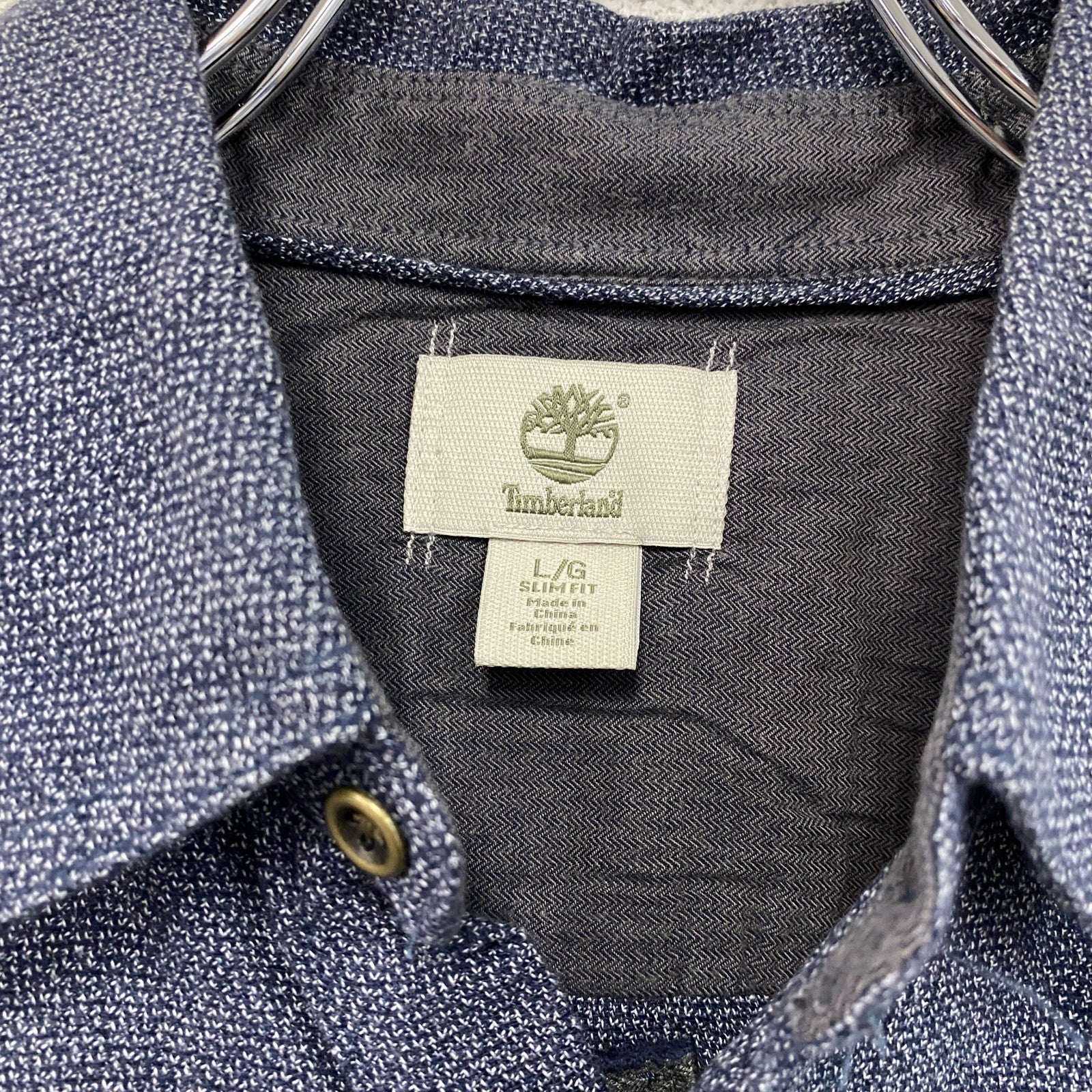 Timberland　ティンバーランド　長袖シャツ　エルボーパッチ　紺　ネイビー　Lサイズ