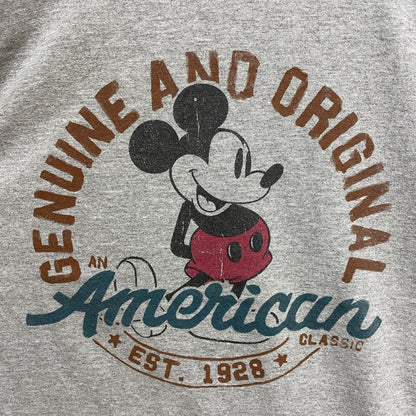 古着 used　Disney ディズニー　Mickey ミッキー　半袖プリントＴシャツ　グレー　クルーネック　キャラクター