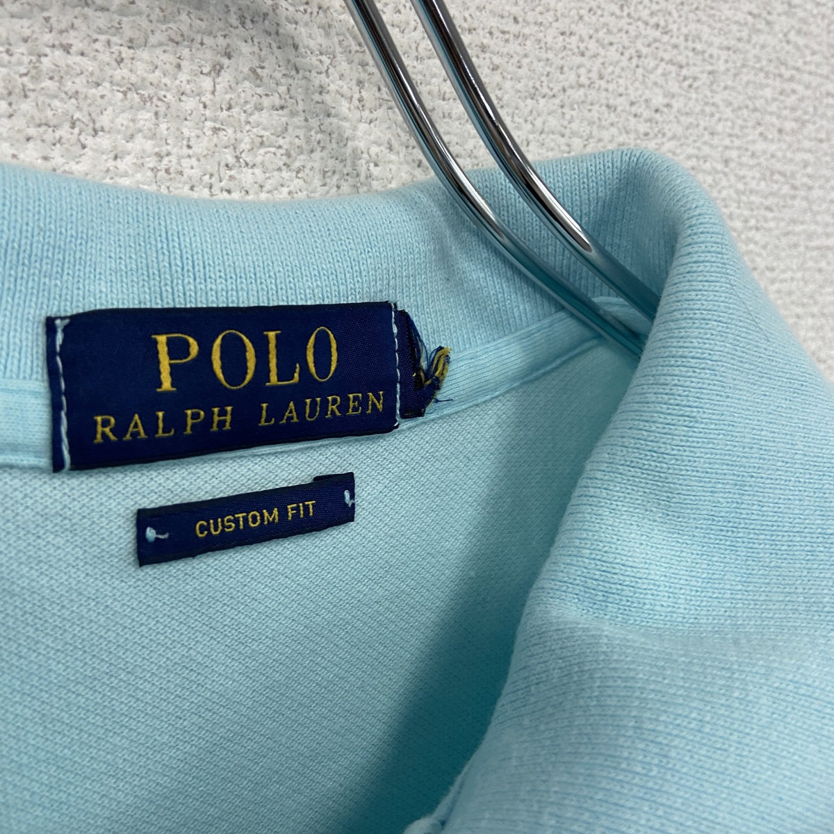 Polo Ralph Lauren　ラルフローレン　CUSTOM FIT　半袖ポロシャツ　刺ロゴ　ワンポイント　水色　ブルー　古着