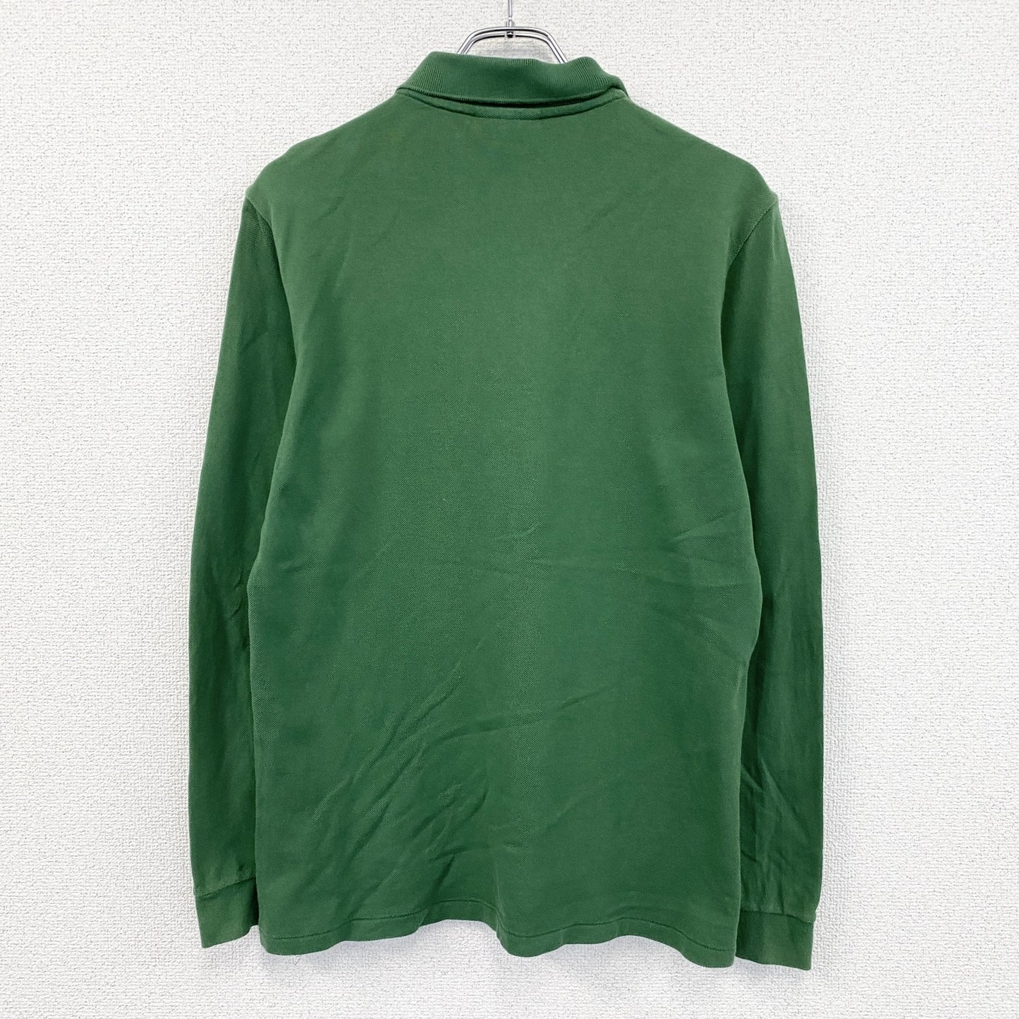 LACOSTE　ラコステ　長袖ポロシャツ　刺ロゴ　無地　緑　グリーン　Mサイズ