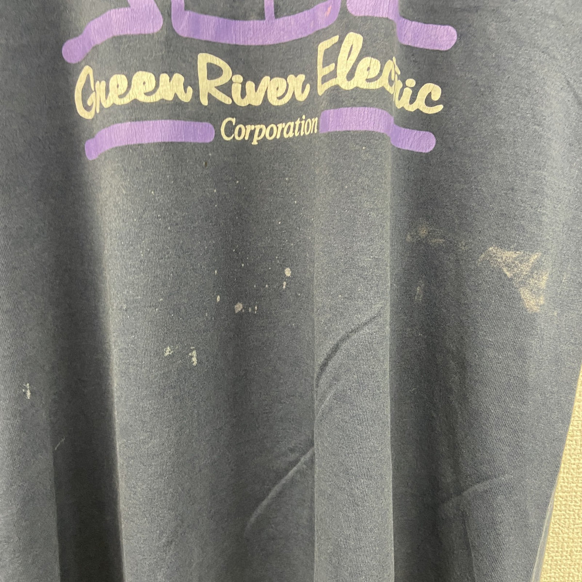 FRUIT OF THE LOOM　フルーツオブザルーム　半袖プリントTシャツ　シングルステッチ　紺　ネイビー　Lサイズ カットソー メンズ コットン 古着