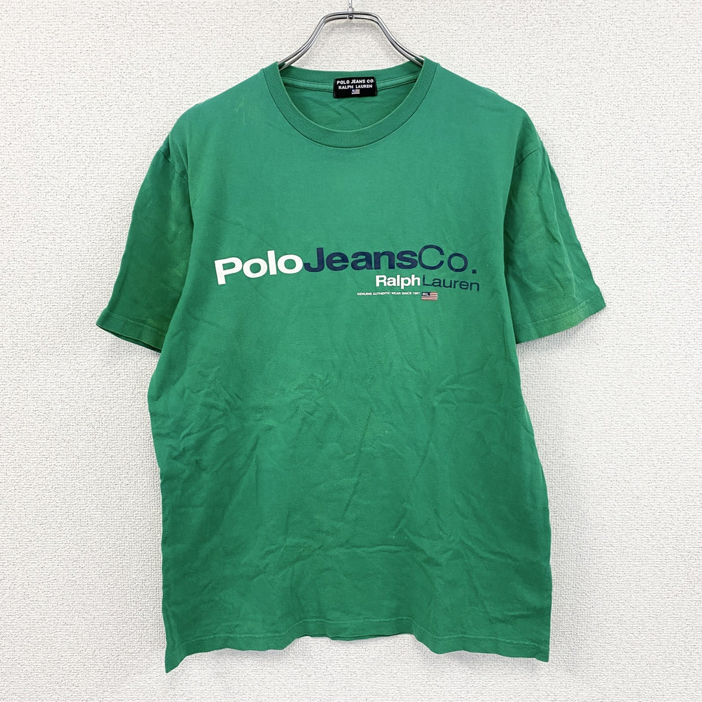 ～00s　POLO JEANS CO.　ポロジーンズ　半袖プリントTシャツ　デカロゴ　ヴィンテージ　緑　グリーン　