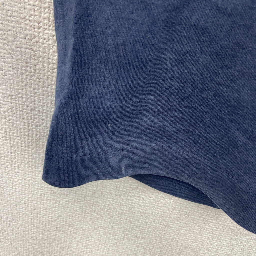 FRUIT OF THE LOOM　フルーツオブザルーム　半袖プリントTシャツ　シングルステッチ　紺　ネイビー　Lサイズ カットソー メンズ コットン 古着