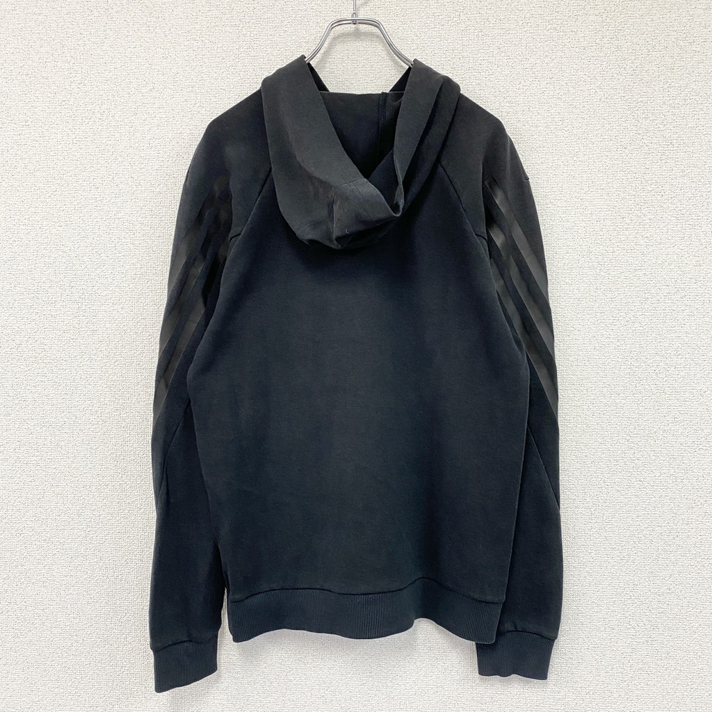 adidas　アディダス　スウェットパーカー/フーディー　黒　ブラック　Mサイズ トレーナー スウェットトップス フード付き 古着