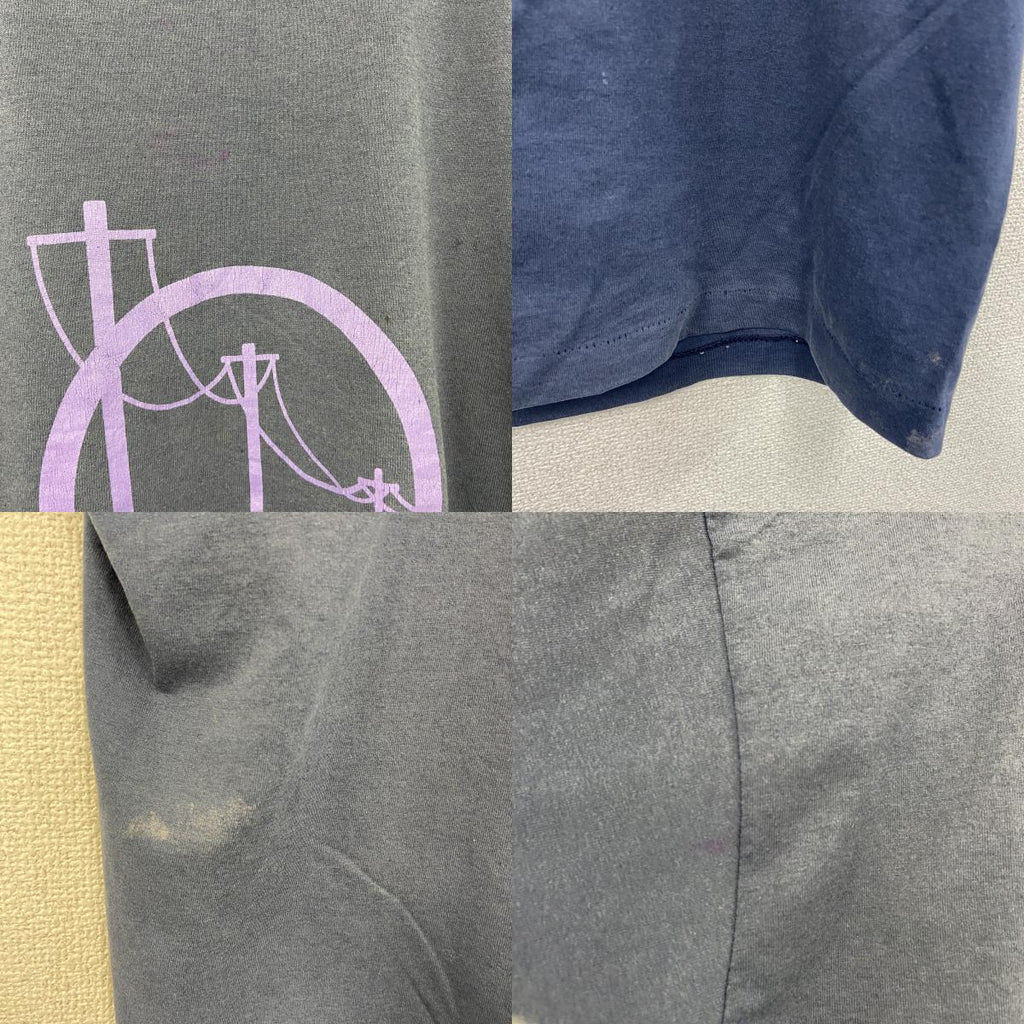 FRUIT OF THE LOOM　フルーツオブザルーム　半袖プリントTシャツ　シングルステッチ　紺　ネイビー　Lサイズ カットソー メンズ コットン 古着