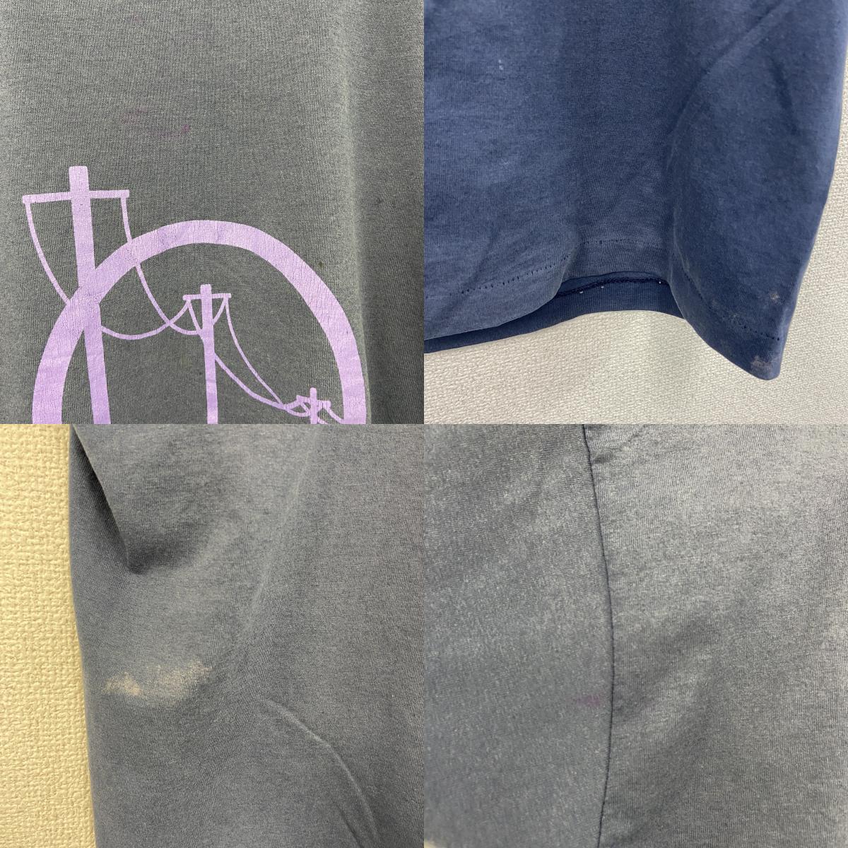 FRUIT OF THE LOOM　フルーツオブザルーム　半袖プリントTシャツ　シングルステッチ　紺　ネイビー　Lサイズ カットソー メンズ コットン 古着