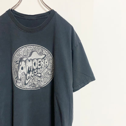 古着 used　半袖プリントTシャツ　クルーネック　AmoebaMusic　アメーバミュージック　黒　ブラック　春夏服