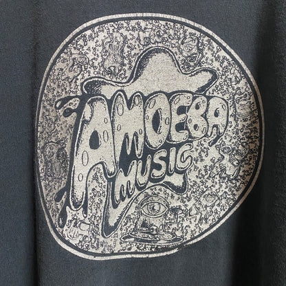 古着 used　半袖プリントTシャツ　クルーネック　AmoebaMusic　アメーバミュージック　黒　ブラック　春夏服